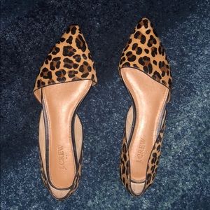Leopard print J. Crew point toe flats